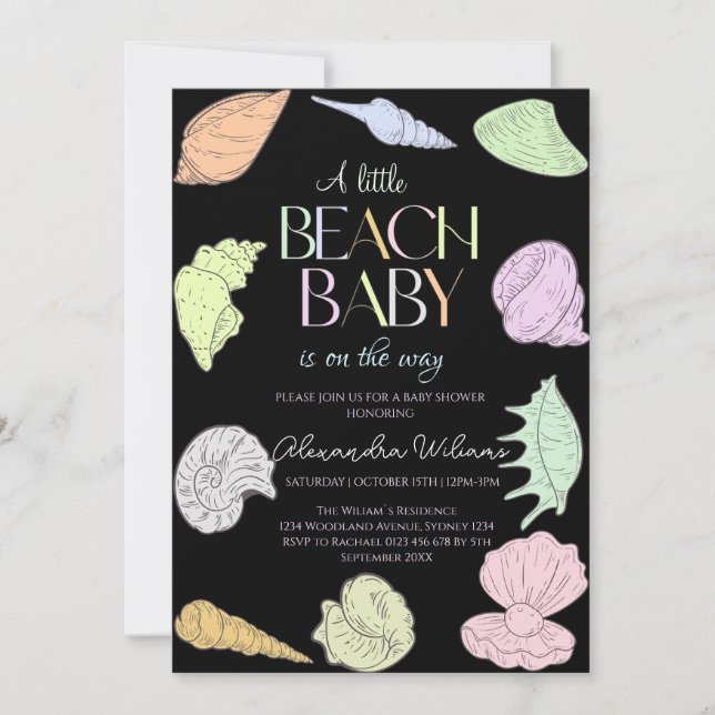 Invitación Elegante A Little Beach Babe Baby Shower (Anverso)