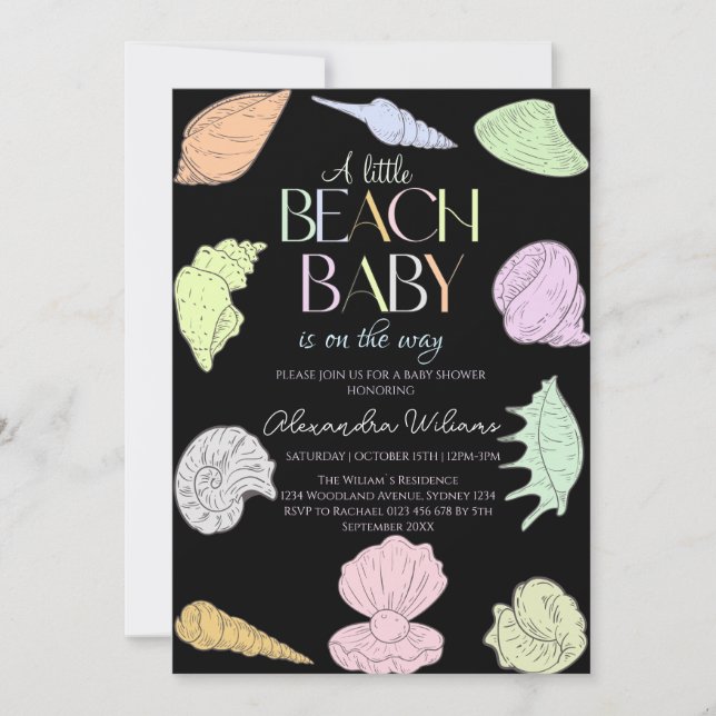 Invitación Elegante A Little Beach Babe Baby Shower (Anverso)