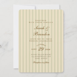 Invitación Elegante a rayas | Boda Beige Classic
