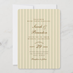 Invitación Elegante a rayas Boda Beige Classic
