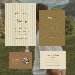 Invitación Elegante a rayas | Boda Beige Classic
