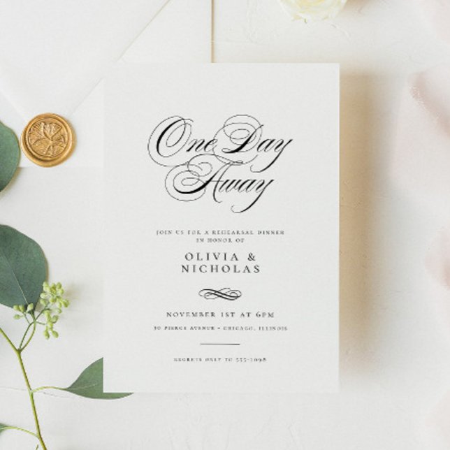 Invitación Elegante a un día de la cena de ensayo Boda (Subido por el creador)