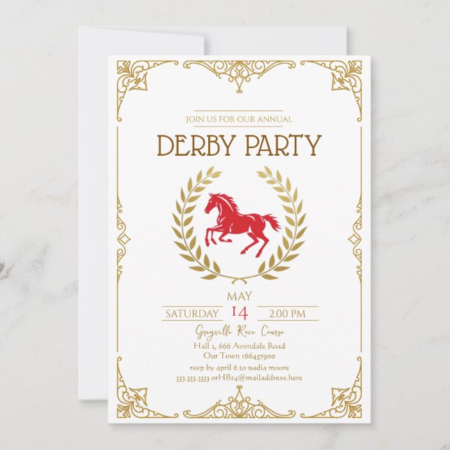 Invitación elegante a una fiesta de Derby, evento  (Anverso)