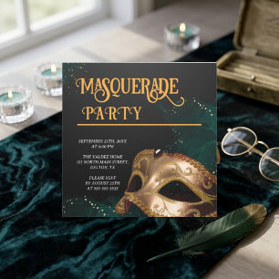 Invitación elegante a una fiesta de máscaras de or
