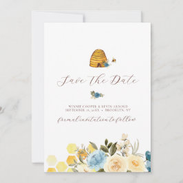 Invitación Elegante Abeja Floral Guardar La Fecha