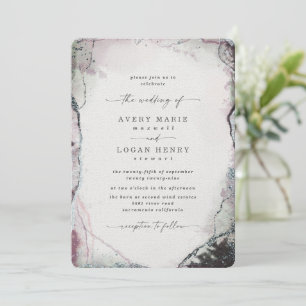 Invitación Elegante Abstracto Acuarela Boda Púrpura Claro