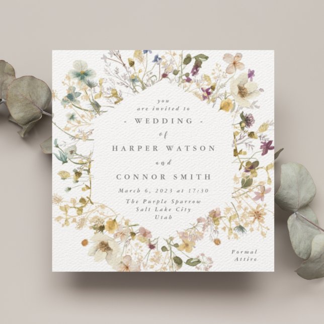 Invitación Elegante Abundance Dried Wildflower Pampas Boda (Subido por el creador)