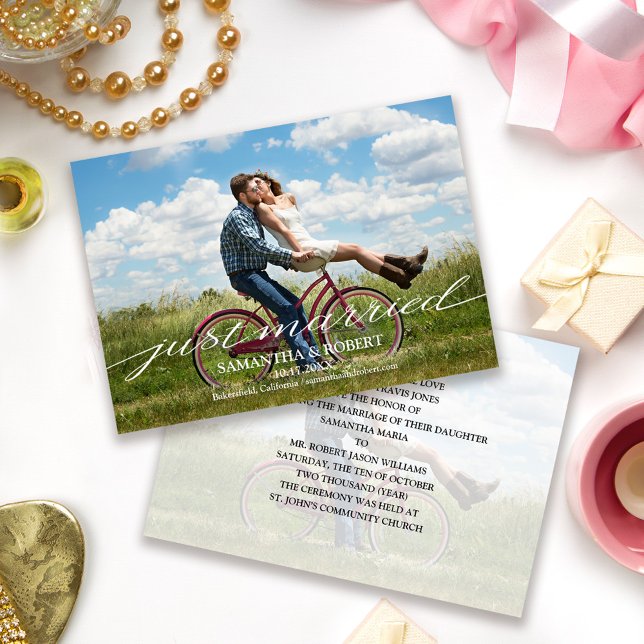 Invitación Elegante Acaban de Casarse Foto de Boda Guardar la (Subido por el creador)