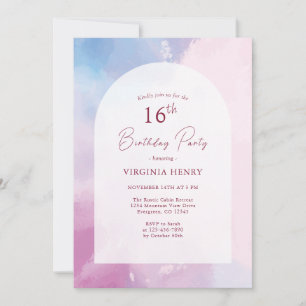 Invitación Elegante acuarela 16º cumpleaños
