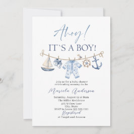Invitación Elegante acuarela Ahoy es un niño Baby Shower
