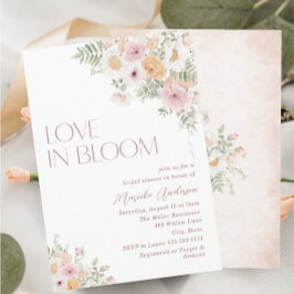 Invitación Elegante acuarela Amor en flores rosadas B