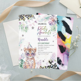 Invitación Elegante acuarela animales salvajes de safari infa