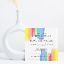 Invitación Elegante acuarela arcoiris ducha de novia moderna