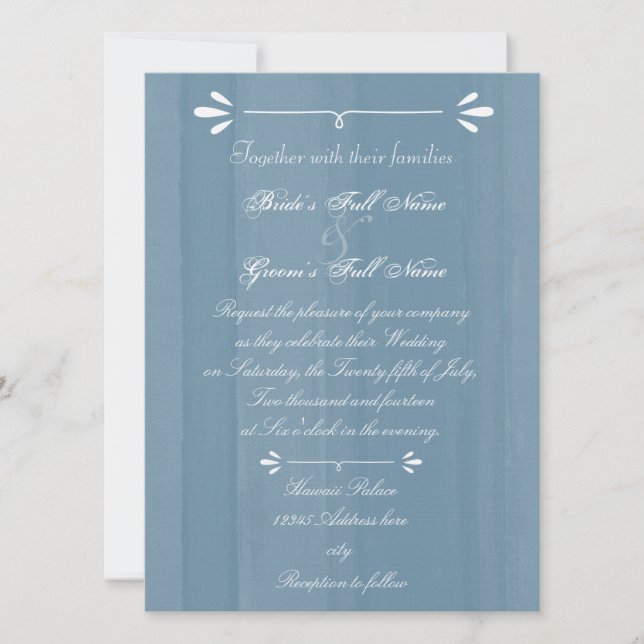 Invitación Elegante acuarela azul (Anverso)