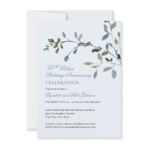 Elegante acuarela Azul 50 aniversario Boda