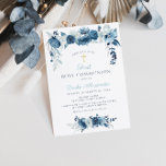 Invitación Elegante acuarela azul floral primera comunión<br><div class="desc">Este diseño presenta hermosas flores de color acuático azul luna y un tema azul para la primera comunión sagrada de tu hijo. Puede cambiar los colores y el texto para que coincidan con su propio tema.</div>