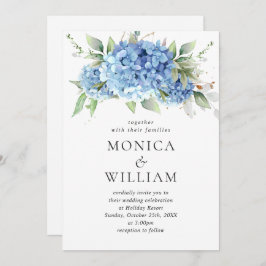 Invitación Elegante acuarela azul hidrangea Boda floral