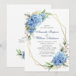 Invitación Elegante acuarela azul hidrangea Boda floral