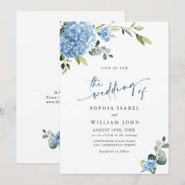 Invitación Elegante acuarela azul hidrangea Boda floral