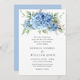 Invitación Elegante acuarela azul hidrangea Boda floral