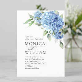 Invitación Elegante acuarela azul hidrangea Boda floral