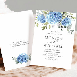 Invitación Elegante acuarela azul hidrangea Boda floral