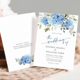 Invitación Elegante acuarela azul hidrangea Boda floral