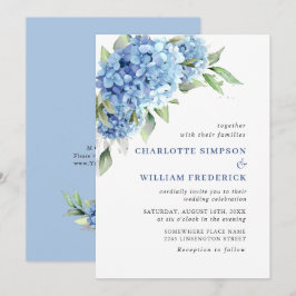 Invitación Elegante acuarela azul hidrangea Boda floral