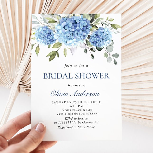 Invitación Elegante acuarela azul Hydrangea BRIDAL DUCHA (Subido por el creador)