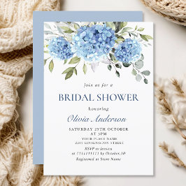 Invitación Elegante acuarela azul Hydrangea BRIDAL DUCHA
