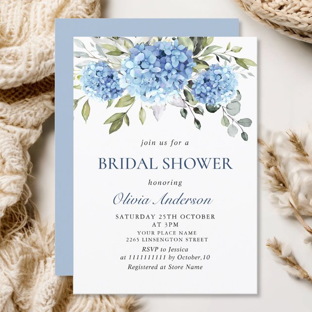 Invitación Elegante acuarela azul Hydrangea BRIDAL DUCHA (Subido por el creador)