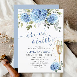 Invitación Elegante acuarela azul Hydrangea BRIDAL DUCHA