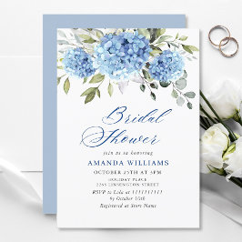 Invitación Elegante acuarela azul Hydrangea BRIDAL DUCHA