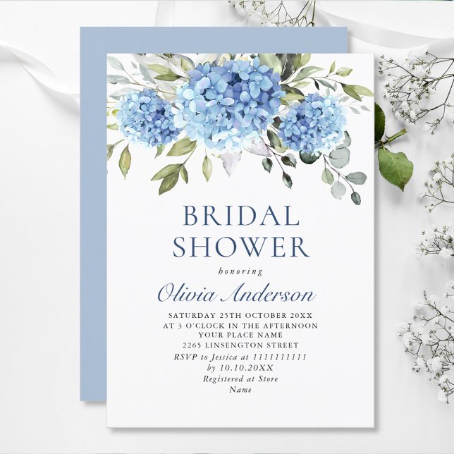 Invitación Elegante acuarela azul Hydrangea BRIDAL DUCHA (Subido por el creador)