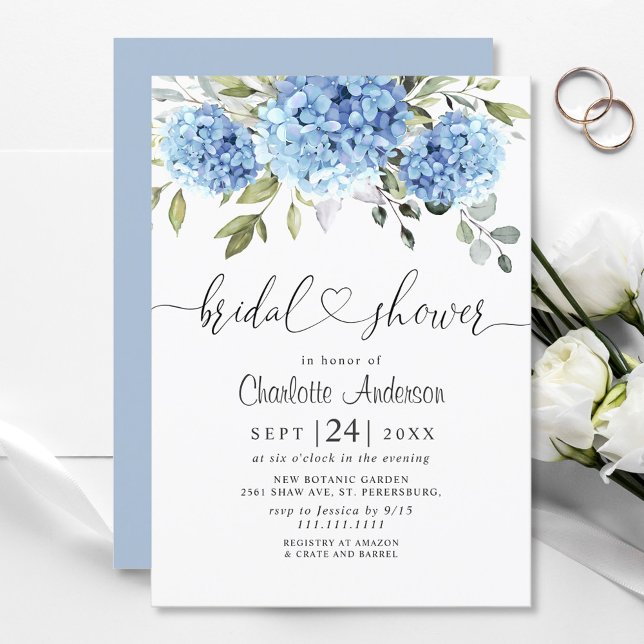 Invitación Elegante acuarela azul Hydrangea BRIDAL DUCHA (Subido por el creador)