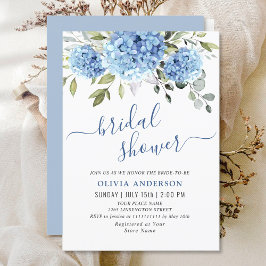 Invitación Elegante acuarela azul Hydrangea BRIDAL DUCHA