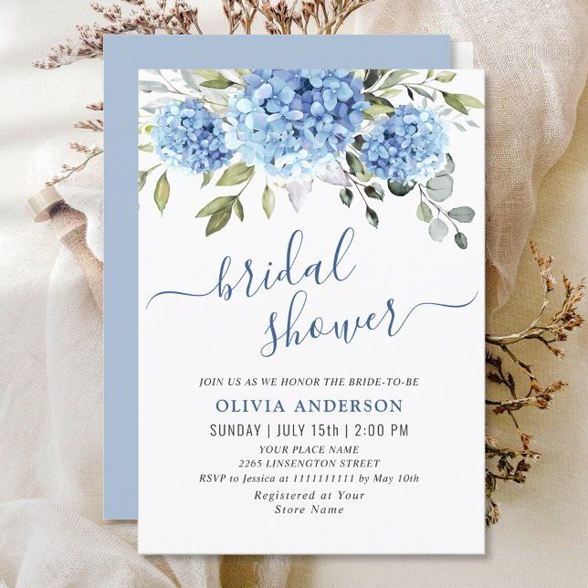 Invitación Elegante acuarela azul Hydrangea BRIDAL DUCHA (Subido por el creador)