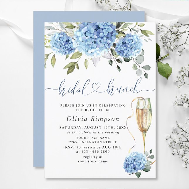 Invitación Elegante acuarela azul Hydrangea BRIDAL DUCHA (Subido por el creador)