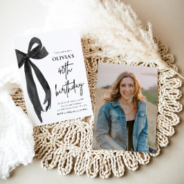 Invitación Elegante acuarela Black Bow 40 cumpleaños Fiesta