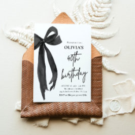 Invitación Elegante acuarela Black Bow 40 cumpleaños Fiesta