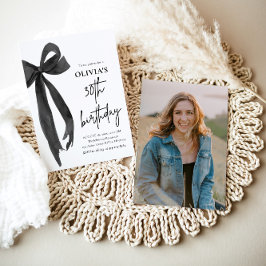 Invitación Elegante acuarela Black Bow Fiesta 30 cumpleaños