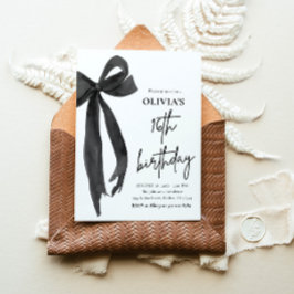 Invitación Elegante acuarela Black Bow Fiesta de cumpleaños 1