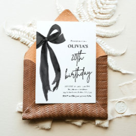 Invitación Elegante acuarela Black Bow fiesta de cumpleaños n