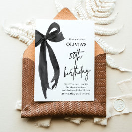 Invitación Elegante acuarela Black Bow Fiesta de cumpleaños n