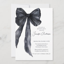 Invitación Elegante acuarela Black Bow Graduation Party