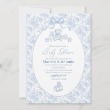 Elegante acuarela Blue Bow Toys Boy Baby Shower