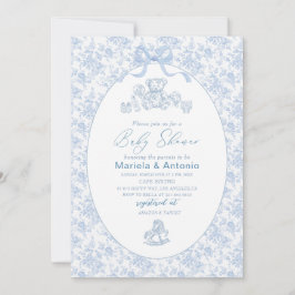Invitación Elegante acuarela Blue Bow Toys Boy Baby Shower