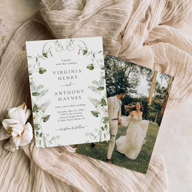 Invitación Elegante acuarela Boda de flores silvestres (Subido por el creador)