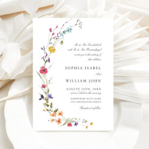 Invitación Elegante acuarela Boda de flores silvestres