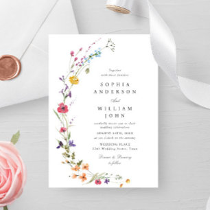 Invitación Elegante acuarela Boda de flores silvestres